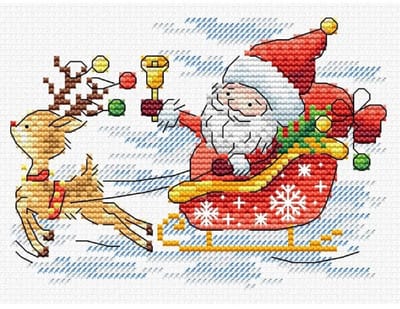 Borduurpakket - Kerstman Met Slee