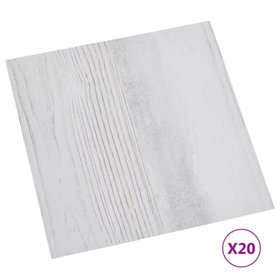 vidaXL - Zelfklevende - Vloerplanken - Wit - en - hout - 30,5 - x - 30,5 - cm - 20 - st - PVC