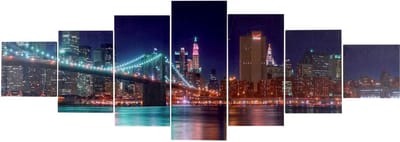 Canvas foto T375, spieraam voor wandfoto's kunstdruk, 7-delig 140x50cm ~ New York