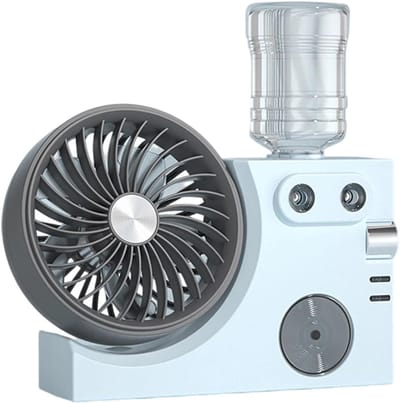Mist Ventilator - Luchtcirculator Vernevelaar - Persoonlijke Verkoeling - Dubbel Nozzlesysteem - 7x23x7 cm - Blauw