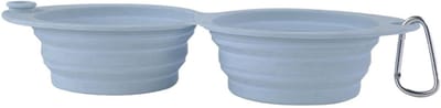 Draagbare Hondenkom - Reisbak Voer Water - Buiten Activiteiten - Dubbele Bak - 30x13.4x5 cm - Blauw
