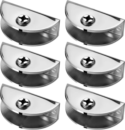 Glazen houders - Glasklemmen - Planken Bevestigen - Verstelbaar - 6 stuks - Zilver