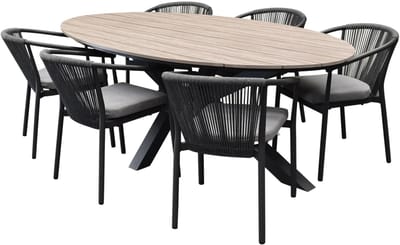 Apollo Salvador dining tuinset ovaal 220x115xH75 cm 7 delig polywood rope