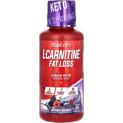 Isatori, L-Carnitine, Perte de poids, Préparation liquide pour boisson cétogène, Baies mélangées, 350 ml (360ml)