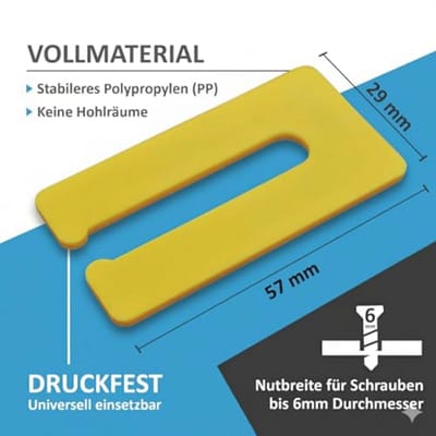 Onderlegplaten en afstandhouders van kunststof - 300 stuks 1mm, 2mm, 3mm, 4mm, 6mm en 8mm