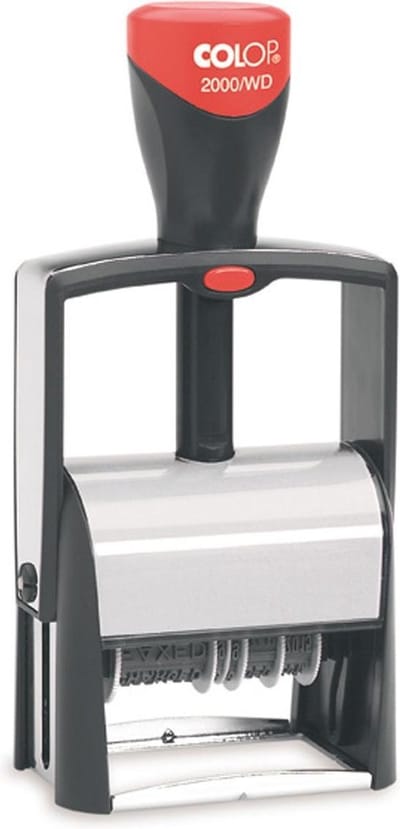 Colop Classic 2000/WD Blauw | Woord - datumstempel | Stempel met datum en standaard woorden | Boekhoud stempel