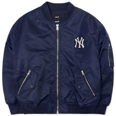 MLB Basislogo New York Yankees Effen Logo Rits Piloten Katoenen Jas Uniseks Jas Blauw 3AJPB0321-50NYS XS blue