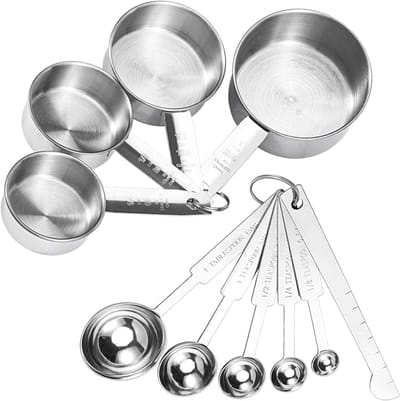 Famanu – Complete keuken meetset met maatbekers, maatlepels en meetliniaal, 10-delig voor koken en bakken
