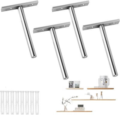 EXCITAT Onzichtbare plankdrager - Onzichtbare bevestiging voor houten wandplanken - Metalen drager voor zwevende planken - Onzichtbare bevestiging voor wandplanken - Met bevestigingsschroeven - Geschikt voor doe-het-zelvers - 100 mm - 4 stuks