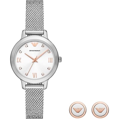 Emporio Armani Cleo AR80065SET Horloge - Staal - Zilverkleurig - Ø 32 mm