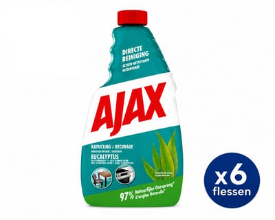 Ajax Allesreiniger Eucalyptus Navulling – 6 Flessen x 750ml – Krachtige Reiniging & Frisse Eucalyptus Geur
