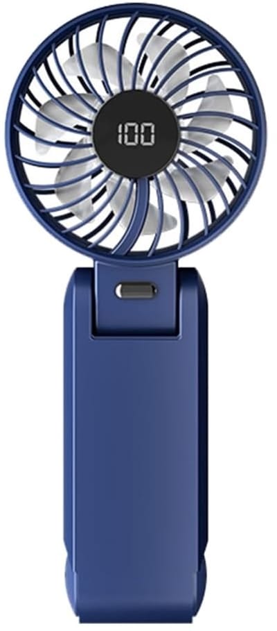 Hogesnelheids nekventilator, opvouwbaar, stil in gebruik, handzame opvouwbare ventilator geschikt voor zowel binnen- als buitengebruik - blauw