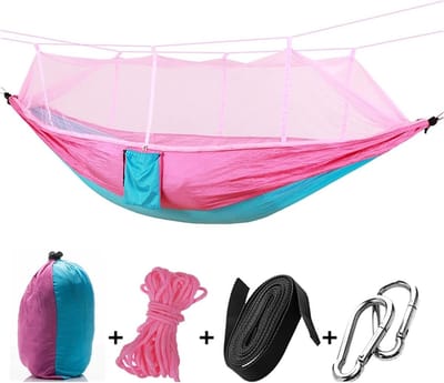 Hangstoel Schommel - Luchtbed Hangmat - Buiten Ontspannen - Dubbele Persoons - 210T Nylon - Legergroen