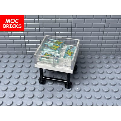Briques MOC Carreau Imprimé 1x2 Scène de Pont Poisson Koi Ville Assemblé Blocs de Construction Jouets Cadeau Enfant