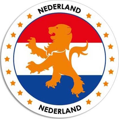 Vlag van Nederland stickers - rond - D14,8 cm - In vlag kleuren - Landen thema decoratie - feestartikelen - versieringen - supporters