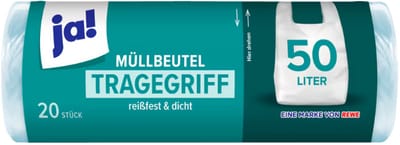 JA! vuilniszakken met handvat – 50 liter – scheurvast & lekvrij – 100 stuks