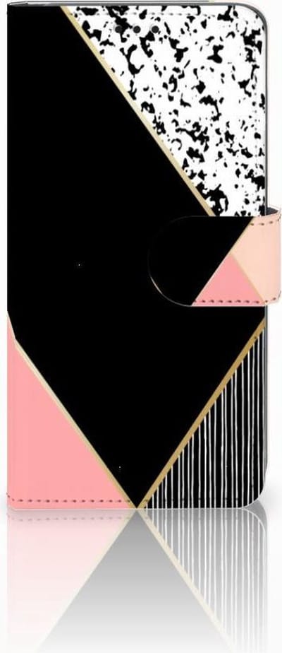 Samsung Galaxy S10 Book Case Zwart Roze Vormen