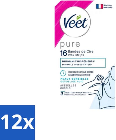 Veet - Ontharingsstrips - Oksels - Hypoallergene Minima - 16 Strips - Voordeelverpakking - 12 stuks