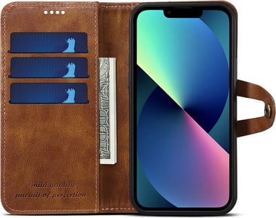 geschikt voor iPhone 13 Pro Wallet met vakjes voor pasjes - Gemaakt van premium kunstleer - geschikt voor iPhone 13 Pro Hoesje met Standaard - Vintage Backcover geschikt voor iPhone 13 Pro Wallet Case donkerbruin