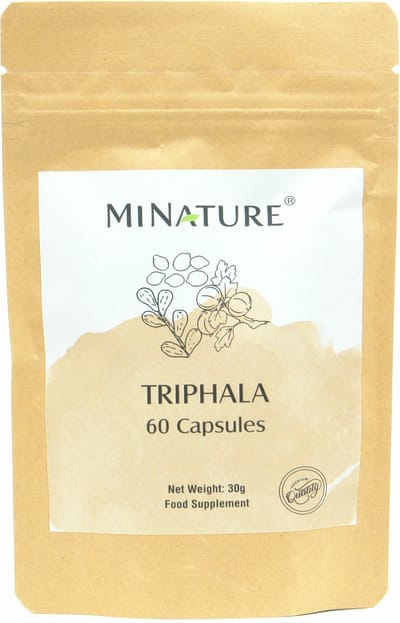 Triphala Capsules 60 stuks - 450mg Triphala Poeder per Vegan Capsule met Amla, Bibhitaki en Haritaki - 100% Plantaardig