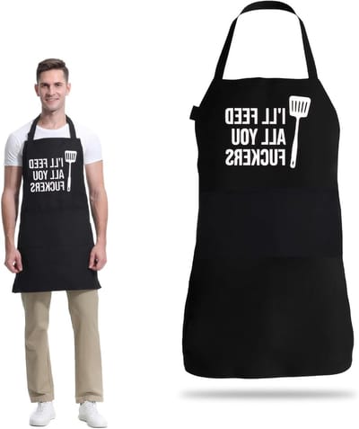 Waterdichte Schort met Zakken - Verstelbaar Grill Schort met Lange Bandjes, Keukenschort voor Mannen - Ideaal voor Restaurant, Café en BBQ Gebruik