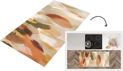 Keukenloper - Loper keuken - Verf - Rood - Goud - 120x60 cm - Keukenloper vinyl