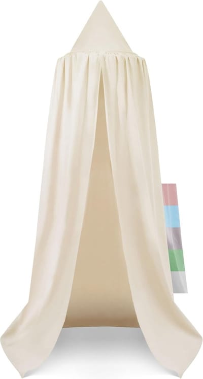 Bedhemelhemel van 100% katoen, ⌀50cm, lengte 240cm, klamboe, kinderkamer, huisbed, kinderbed en babybed - beige