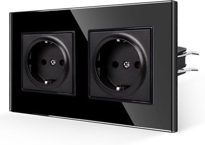 Dubbel Stopcontact Gehard Glas - 2-Voudig, 16 Ampère, Geaard, Modern Design