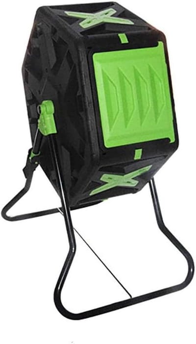 Two-chamber compost bin - American garden composter with hinged lid and large entrance doors (450 l capacity) (A)