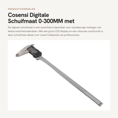 Dailygoods- Digitale Schuifmaat 300 mm - Elektronische Schuifmaat - Roestvrij Staal - Groot LCD-display - Nauwkeurige Metingen - Voor Machineonderdelen