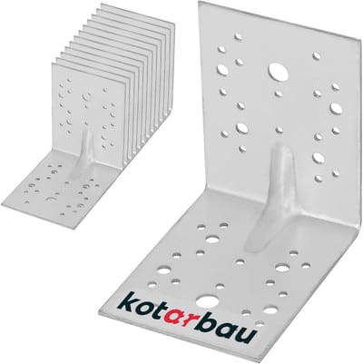 Hoekverbinders Set - Hoekankers - Houtconstructies Versterken - Verzinkt Staal - 130x130x100 mm - Zilver