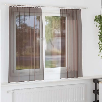 vidaXL - Gordijnen - voile - met - roedezakken - 2 - st - bruin