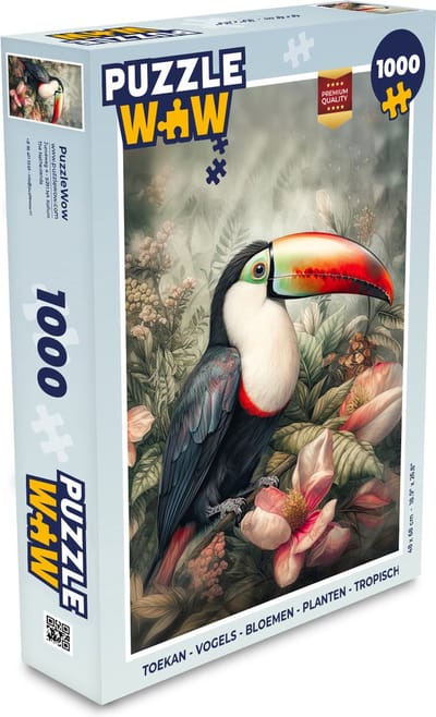 Puzzel Toekan - Vogels - Bloemen - Planten - Tropisch - Legpuzzel - Puzzel 1000 stukjes volwassenen