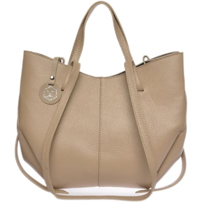 Luisa Vannini Beige Rundleer Tas