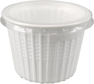 Herbruikbaar Snack- en soepbekers, PP 500 ml Ø 11,5 cm · 8,5 cm wit met deksel (25 stuks)