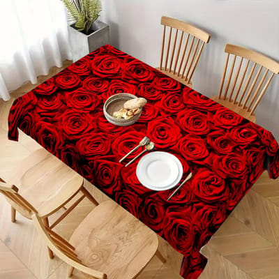 Valentijnsdag Rode Roos Waterdicht Tafelkleed Bruiloft Feest Decor Herbruikbaar Keuken Eettafelkleed Valentijnsdag Decoratie 100x160cm