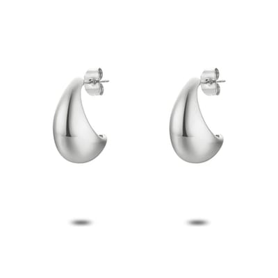 Twice As Nice Oorbellen in edelstaal, halve ovale open oorring