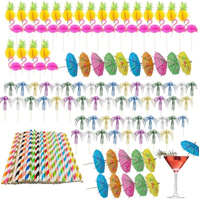 NTHProducts - Cocktailaccessoires - Feestdecoraties - Biologisch afbreekbaar - Kleurig - Drankjes versieren - Geschikt voor feesten - 160 stuks