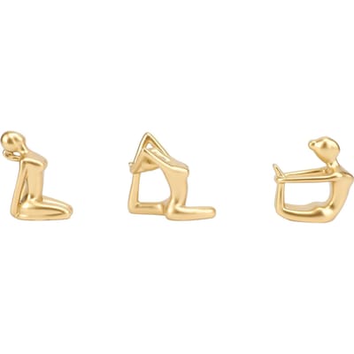 3 Stuks Yoga Meisje Beeld Goud Hars Elegant Yoga Pose Figuur Woonkamer Entree Decor beige