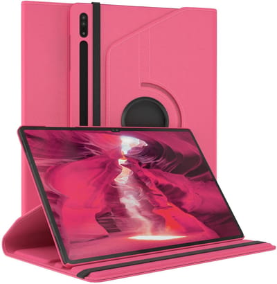 Draaibaar Hoesje 360 Rotating Multi stand Case - Geschikt voor: Samsung Galaxy Tab S8 Ultra - 12.4 inch - SM-X900, SM-X906 - Donker roze