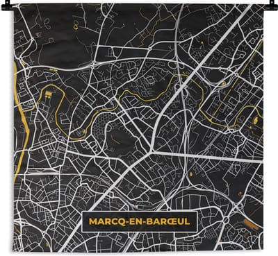 Wandkleed - Wanddoek - Frankrijk - Stadskaart -Marcq-en-Barœul - Plattegrond - Kaart - 180x180 cm - Wandtapijt