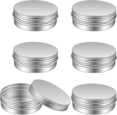 Dailygoods- Crèmeblikjes 6 stuks - Aluminium - Ronde Potjes - 60 ml - Lichtgewicht - Duurzaam - Compacte Afmetingen 6,8 x 2,5 cm - Opbergblikjes