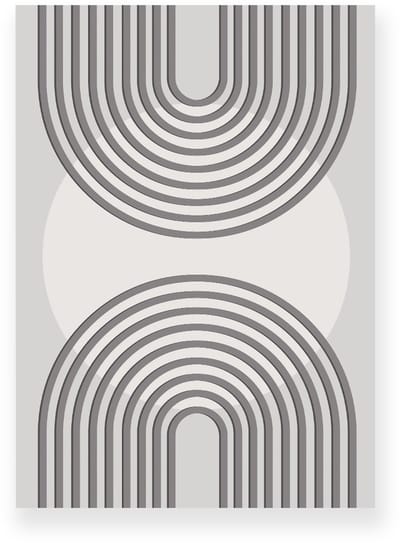 Poster 20x30 cm - Halve Bogen - Cirkel - Grijs - Taupe - Abstract - Japandi - Muurdecoratie - Wanddecoratie