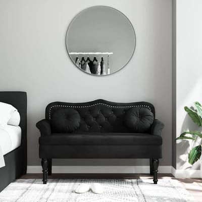 vidaXL - Bank - met - kussens - zwart - 120,5x65x75 - cm - fluweel