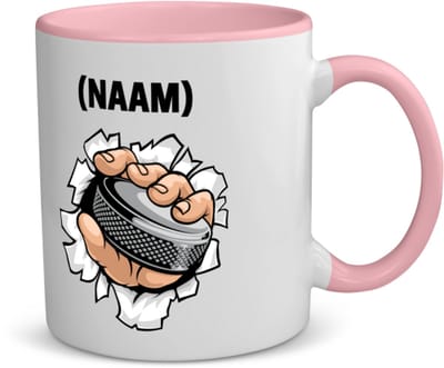 Akyol - ijshockey met eigen naam koffiemok - theemok - roze - Sport - ijshockeyer - sport - 350 ML inhoud