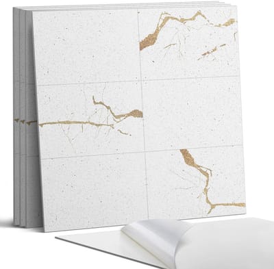Coloray Wandpanelen Zelfklevend - Modern marmerpatroon Zelfklevende Wandpanelen - 50 cm x 50 cm - Wit Wandpaneel PVC - 4 stuks - Texturen Wandpanelen Zelfklevend - Wandpaneel Keuken - Wandpanelen Badkamer