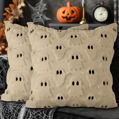 Dailygoods- Sierkussen Slopen Set van 2 - 3D Spookpatroon - Zacht Pluche - 40 x 40 cm - Decoratie voor Binnen - Verborgen Ritssluiting - Kussenhoezen