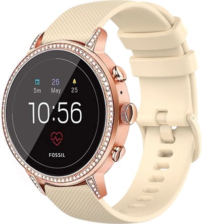 Strap-it Siliconen bandje 18mm - geschikt voor Fossil Gen 5e 42mm / Gen 6 42mm - Huawei Watch GT 4 - 41mm - Huawei Watch GT 5 - 41mm / GT 5 Pro - 42mm - Withings ScanWatch 2 - 38mm / ScanWatch Light / Steel HR 36mm - beige