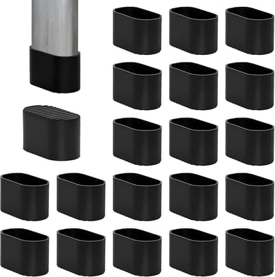Stoelpootdoppen Ovaal 50 x 20 mm - 20 Stuks - Kunststof Beschermkappen voor Meubels