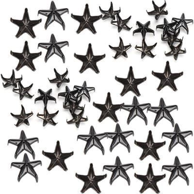200 Pièces Rivets Étoile Étoile à 5 Pointes Clous Griffe DIY Sacs Chapeaux Décoration Accessoires 10MMNoir black